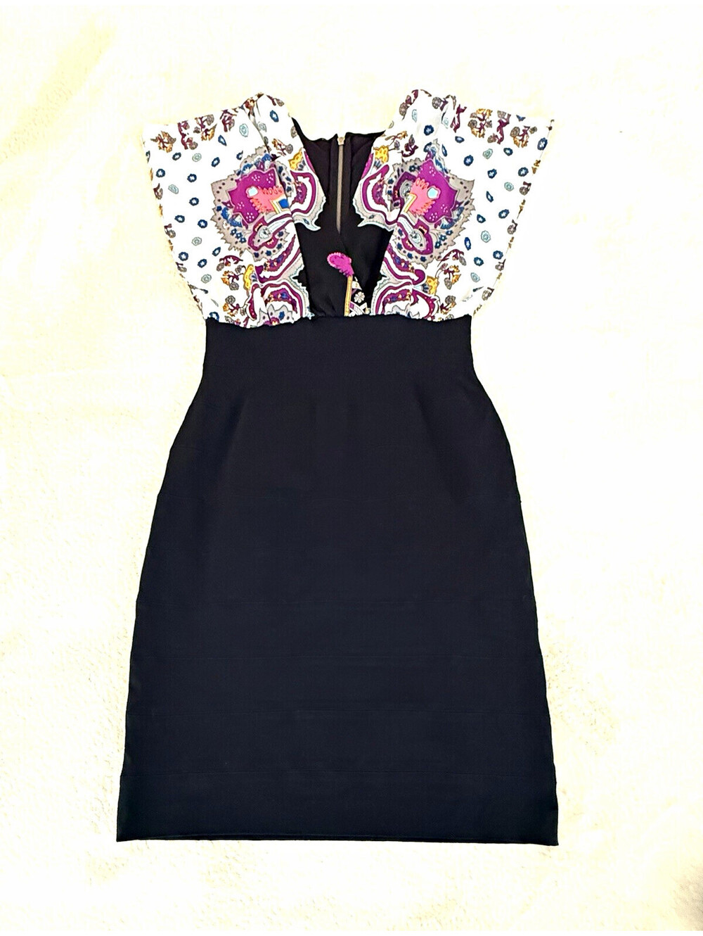Nicole by Nicole Miller Women’s 8 Black Floral Scarf Print Sheath Dress NWT
